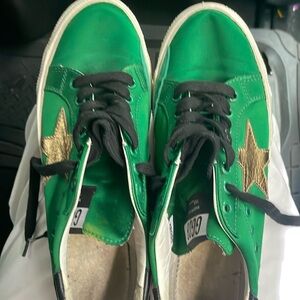 Golden Goose green satin made in italy